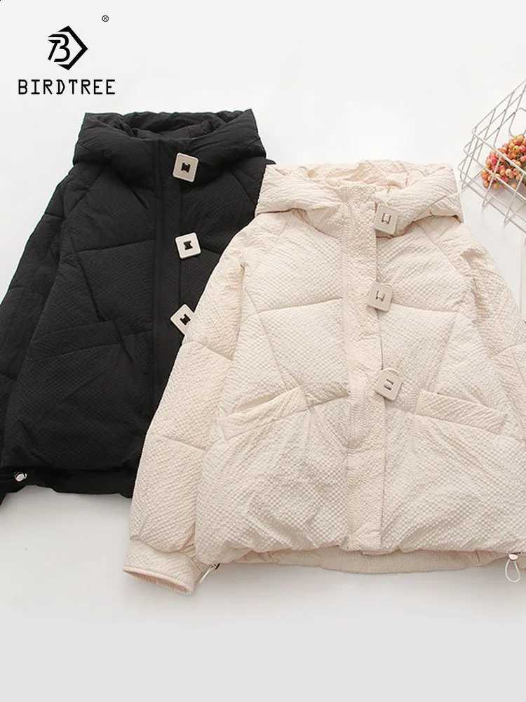 New 2025 Autumn Padded Jacket Women Hooded Button Pocket Preppy Style OL Commute Warm Loose Soft Outerwear Winter C5O892CC H260917