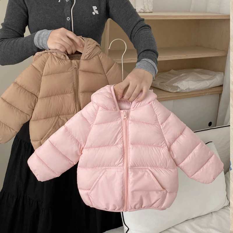 Baby Lightweight Short Down Kids Cotton Jacket Boys Girls Solid Loose Hooded Zipper Coats Autumn Winter Cotton-padded Outerwear J260917