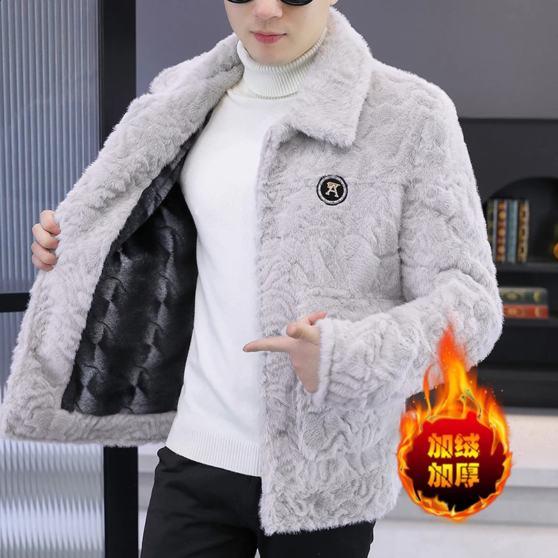 y Winter Faux Fur Jacket for Men Fashion Thickened Warm Coats Casual Business Social Streetwear Leather men clothing 260917