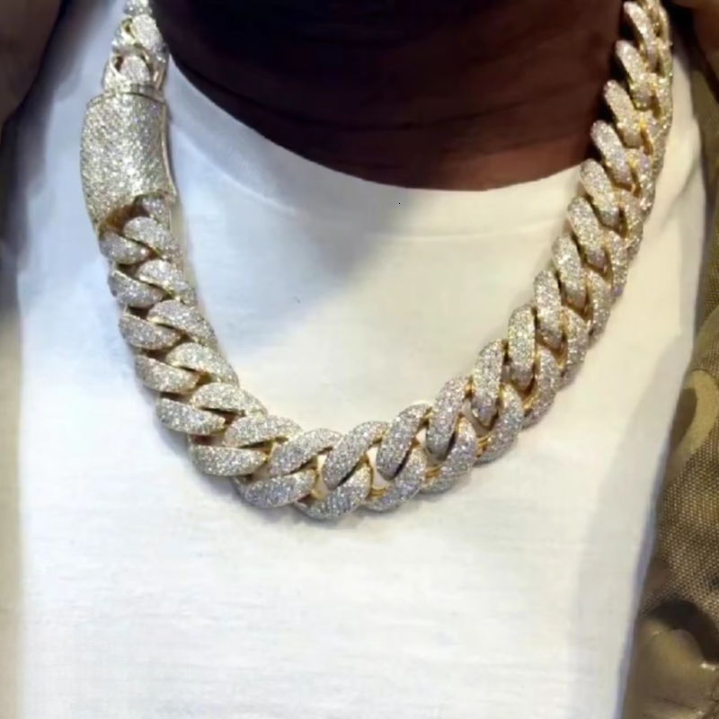 Hiphop 18mm Heavy 925 Silver Iced Out Miami High-quality Moissanite Cuban Link Chain