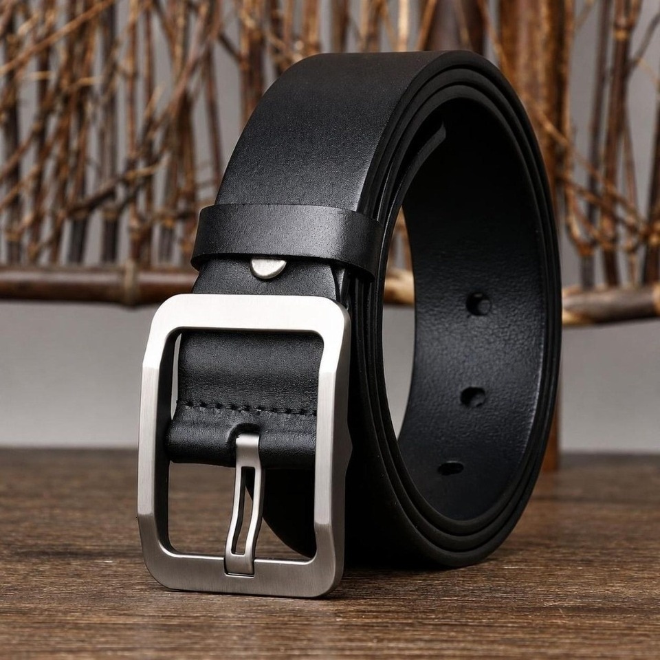 Classic Business Casual PU Leather Durable Versatile Alloy Pin Adjustable Square Buckle Belt Office Wear W260917
