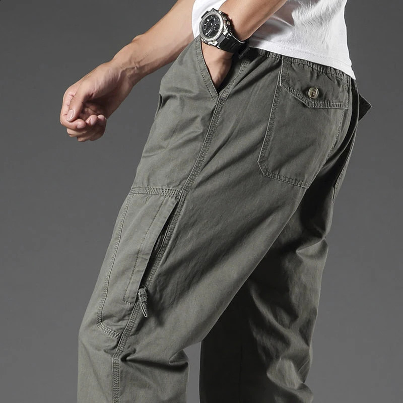 2026 Mens Cargo Pants Casual Loose Cotton Tacitcal Workwear Men Spring Autumn Outdoor Camping Hiking Work Trousers 260917
