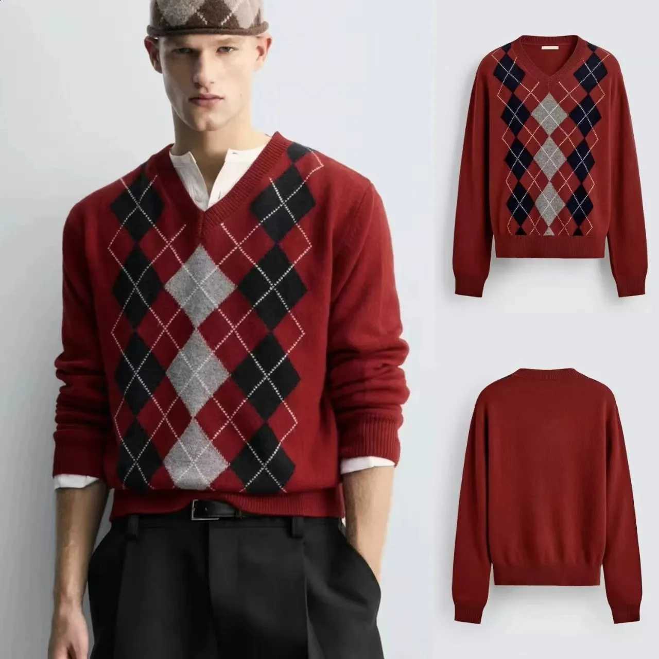 Casual Winter New Knitted Men's Sweater V-Neck Pattern Embroidery Comfortable Breathable Long SLeeve Cotton Top J260916