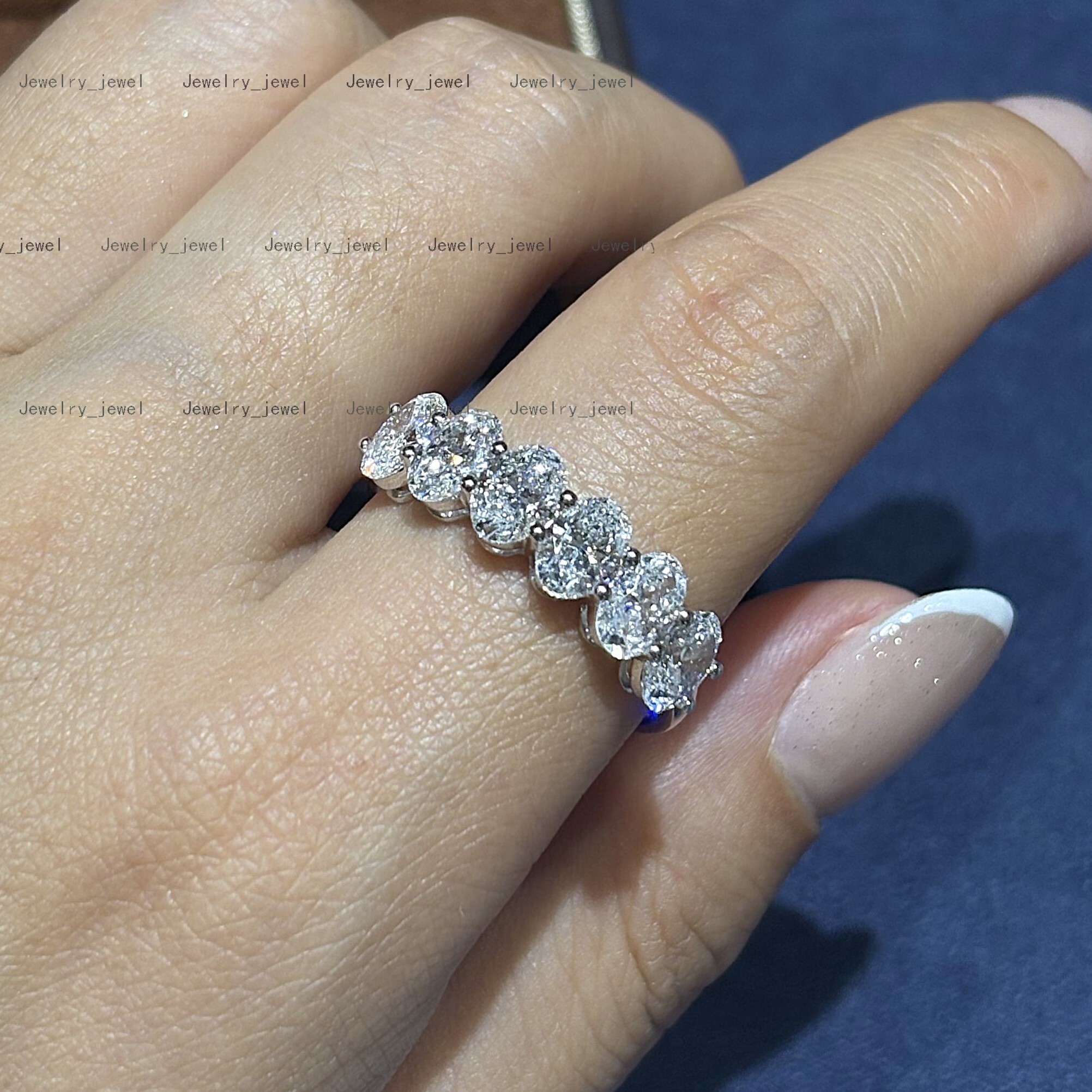Fine Jewelry Custom IGI Certified Half Eternity Band Oval Cut Lab Grown Diamond Wedding Band CVD Diamond Engagement Ring
