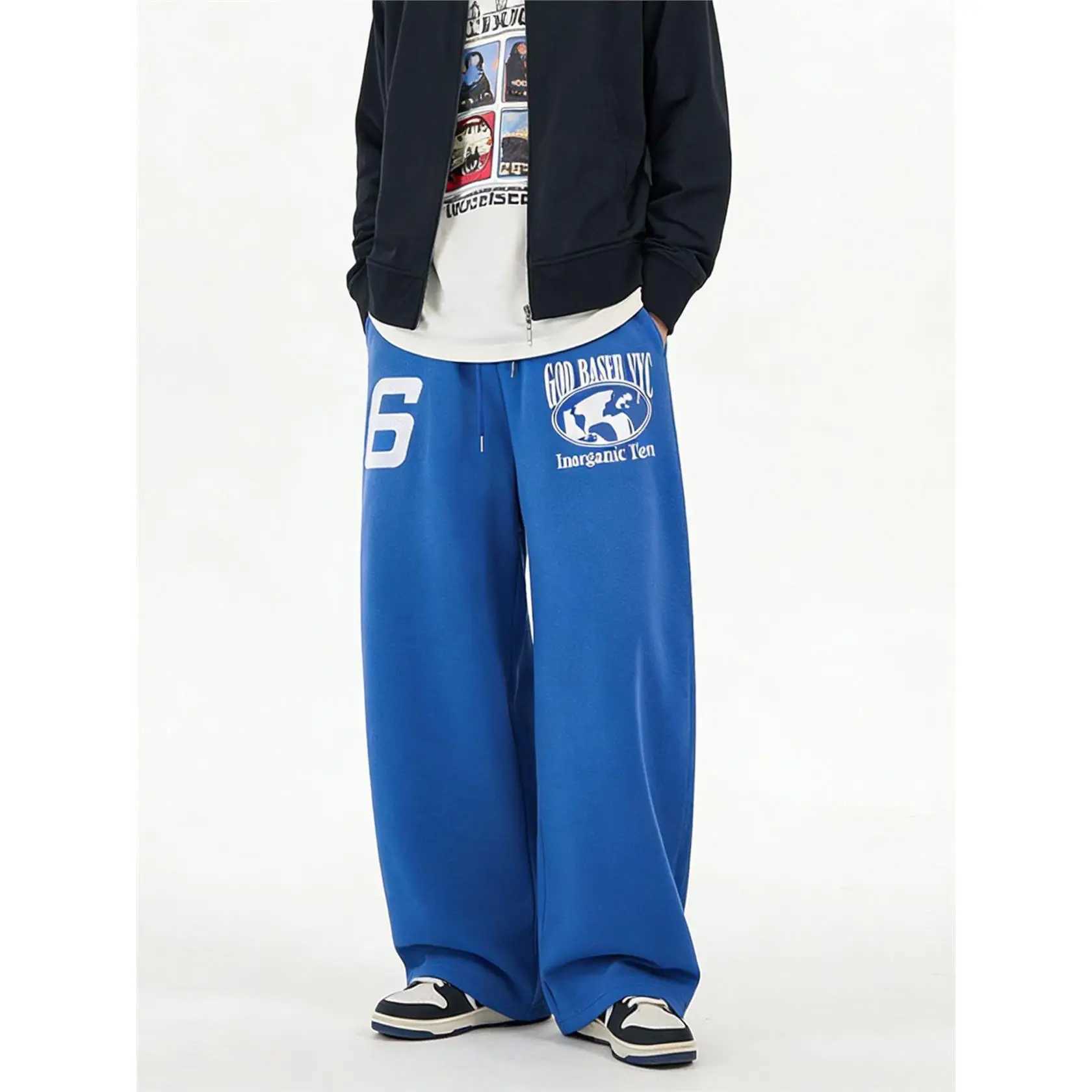 Unisex Casual Sports Pants American Digital Letter Print Loose Fit Versatile Comfortable Cotton PVC Material Everyday Wear Q260917