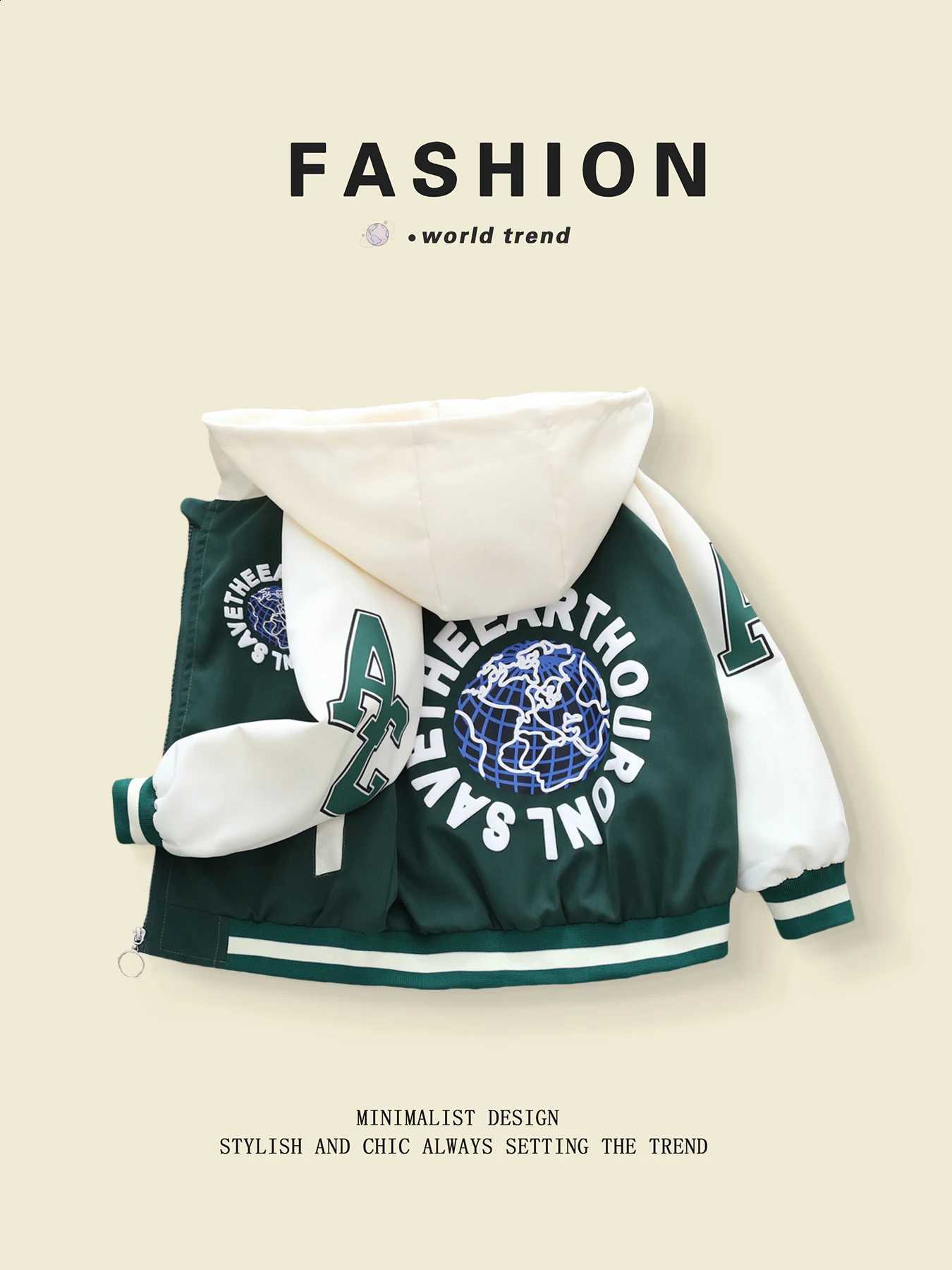 Blocked Color - Hooded Baseball Coats for Boys (3 - 10 Y) in Trendy Spring - Autumn StyleT260916