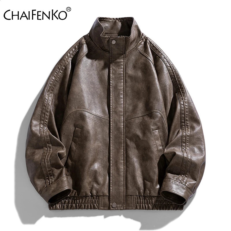 Men Fashion Retro Lapel Windproof Coat Simplicity Loose Solid Leather Jacket Autumn Winter Casual Comfort Versatile Tops Men 260917