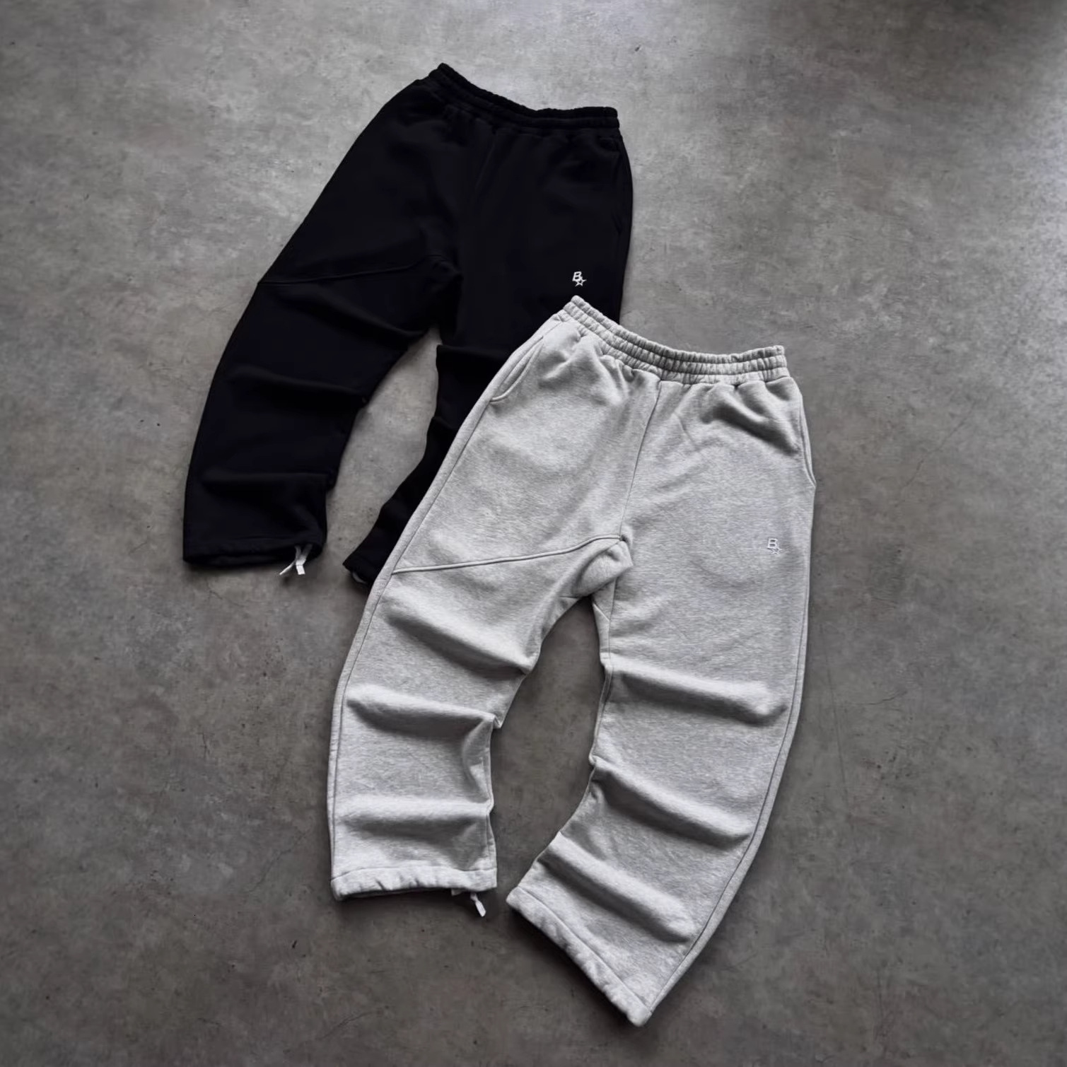 European American men's casual jogger pants with simple letter star embroidery, featuring a trendy patchwork design and street fashion style 9f
