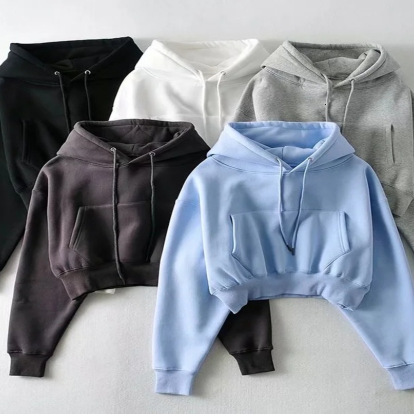 Autumn Winter Womens Fce Lined Dstring Hoodie ort Coat Warm Street Sle Long Sve Slim Fit Pure Color 260916