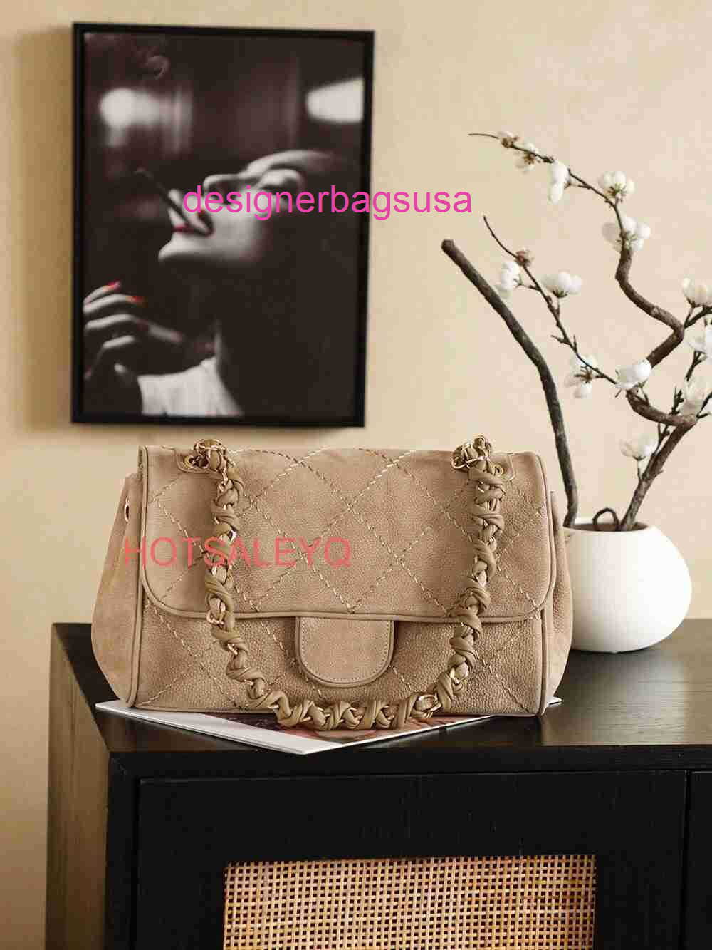 Designer Bags Luxury 2026 Vintage New Twist Chain Underarm Bag Desert Suede Brown Matte Leather Twist Chain Knot Shoulder Strap Bag Yqtgood