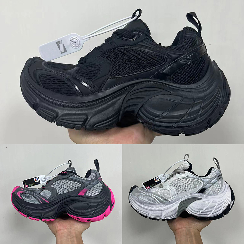 Designer Luxury Track Shoes tracks 10 XL mens womens trainers triple white black top leather mesh nylon printed runners platform sneakers