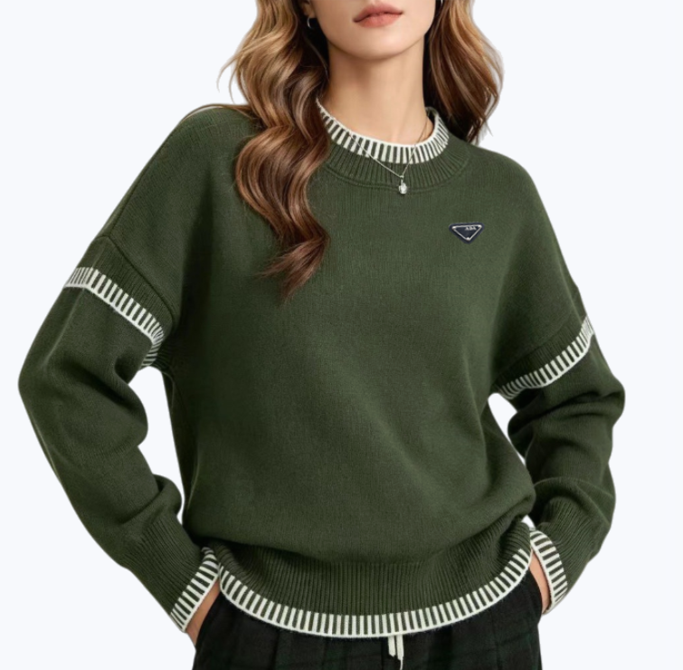 designer New Retro Sweater Women Pullover Print y2k Long Sleeve Bottoming Shirt Female Clothing Daily outings