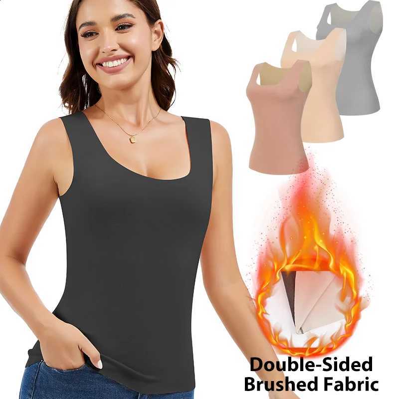 Women's Thermal Vest Double-side Brush Thickened Tank Top Breathable Shirt Keep Warm Dailywear Soft High Stretch Underwear H260916