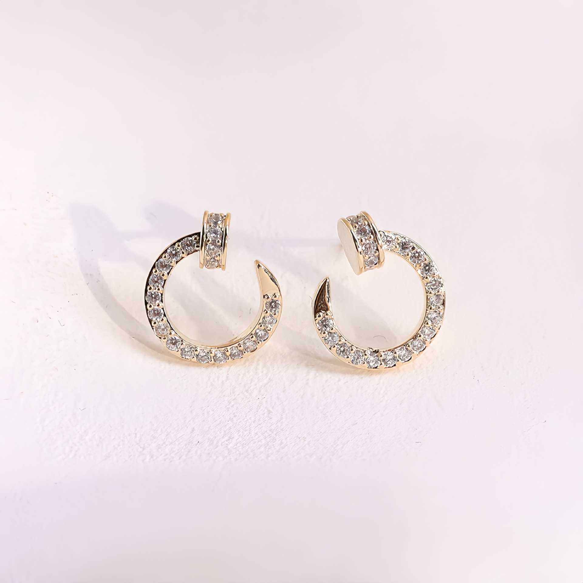 925 Earring Silver Needle Paved Zircon Earrings Nail Simple Stud Earrings for Women Earbone Clip Simple Gift Jewelry S260917SU4Q