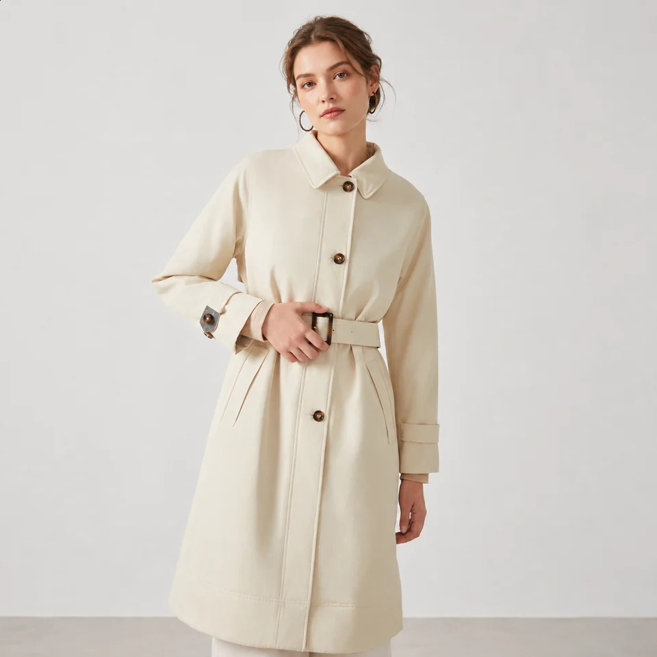 K2536W 50 Cotton Windbreaker y women's Clothing Autumn Ladies Long Trench Coat 260917