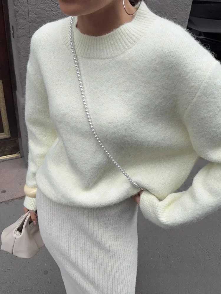 Neck 2025 Basic O Basic Sleeve Sweater Women Oversized Short Knitted Wool Pullover Female Casual Thick Warm Soft Tops J260916