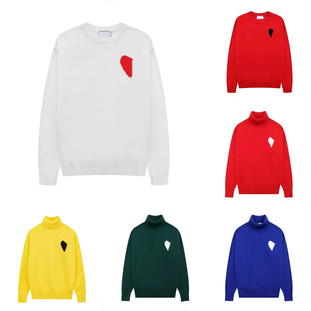 Designer Unisex Sweaters Heart Embroidery Crew Neck Knitted Pullover Trendy High Street Long Sleeve Warm Knit Tops