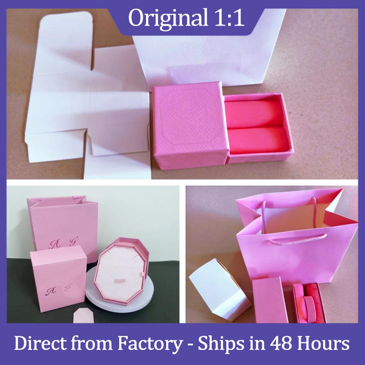 2026 New Hot Sell European and American New Exquisite Necklace Bracelet Earring Pink Box Romantic Stone Crafts Accessories Jewelry Package