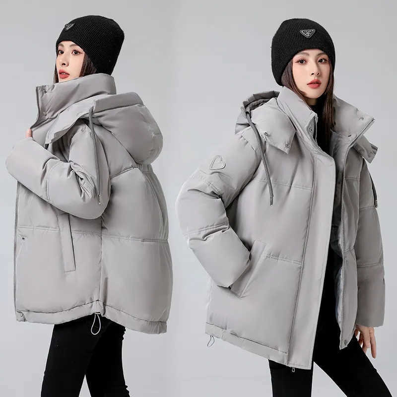 Coat Windbreaker Padded Warm Cotton Ladies 2026 Winter New Fashion Down Jackets Women Parkas Thicken Hooded Overwear Short Tops H260917