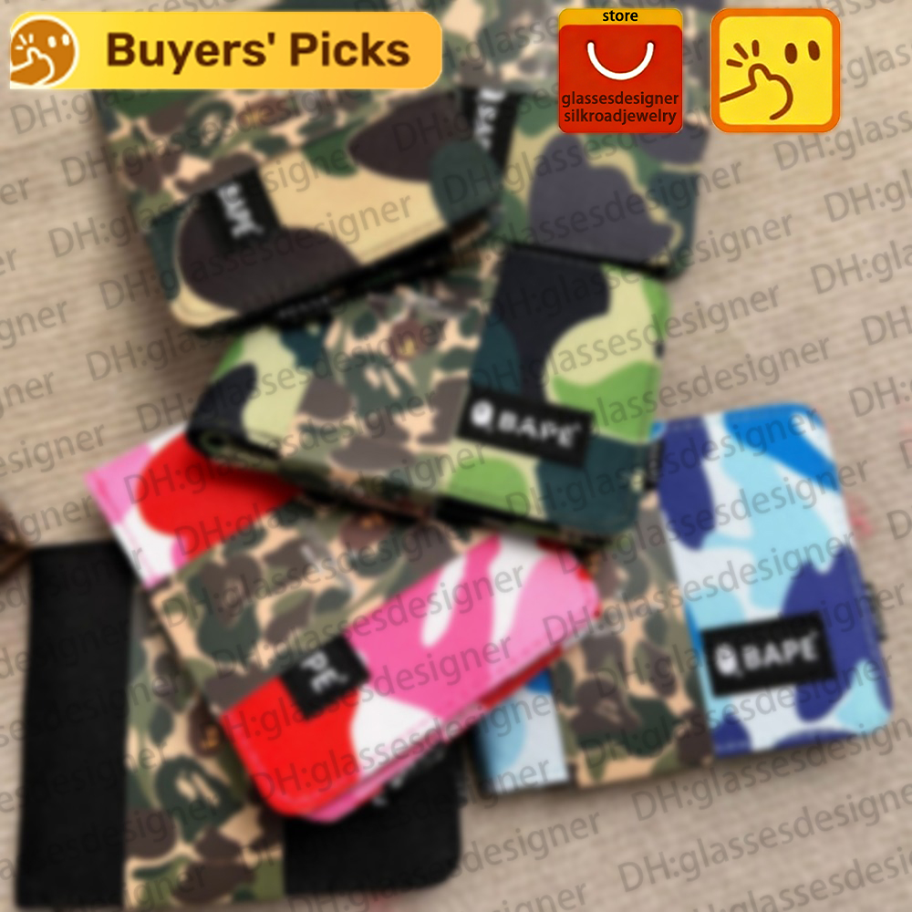 bapes Designer Luxury Key Pouch & Mini Wallet with Money Clip - Pochette Cles Key Ring Credit Card Holder Coin Purse - Key Ring, Credit Card Holder