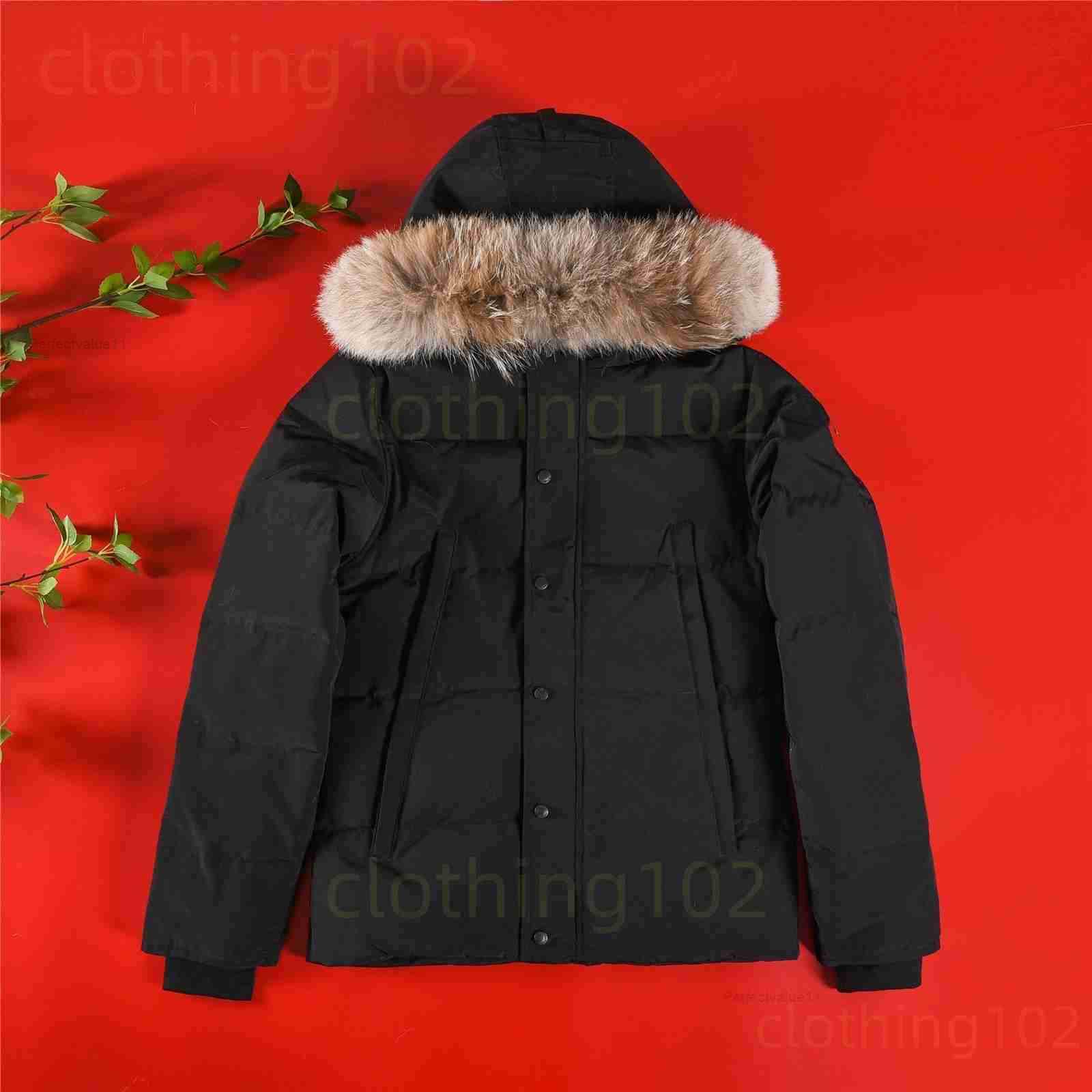 Canadasss Puffer Jackets Men Designer Real Coyote Fur Outdoor Wyndham Windbreaker Jassen Outerwear Hooded Fourrure Manteau Down Coat Hiver Parka Dou