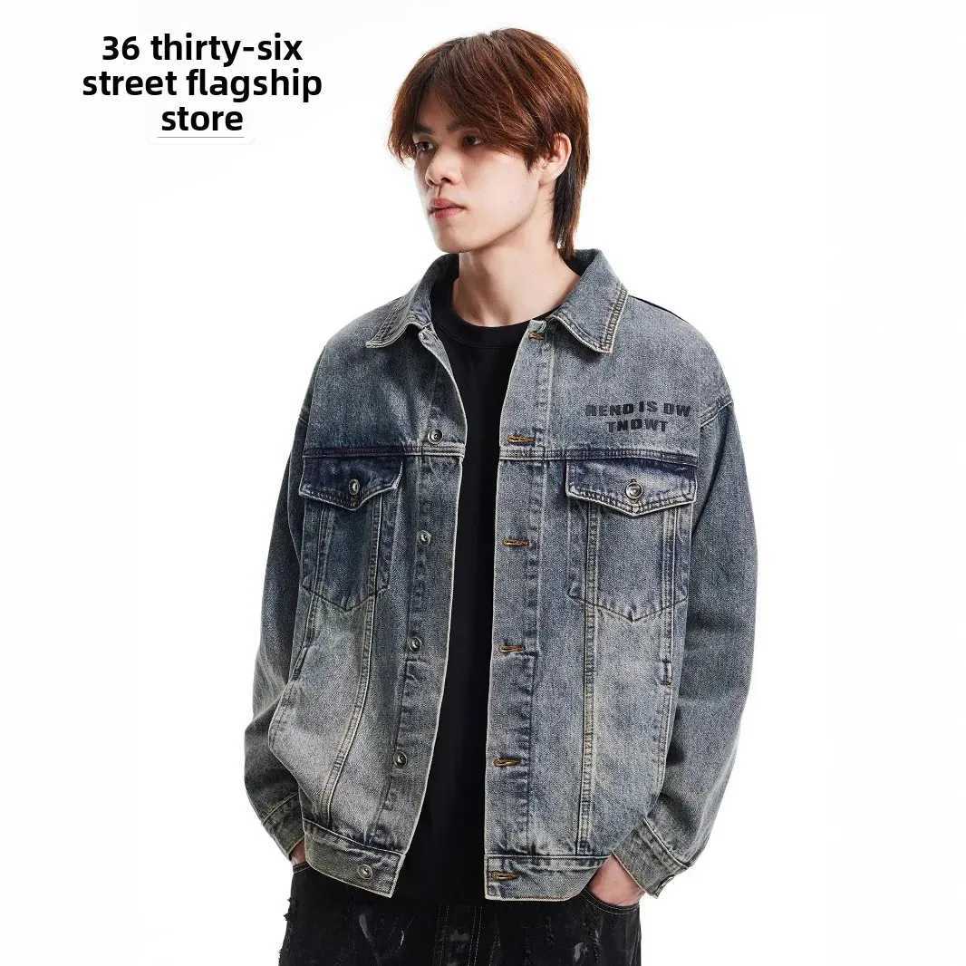 American Style Men's Denim Jacket Casual Turn-down Collar Cowboy Shirt Jacket for Spring And Autumn Fashion Strtwear S260917TJ3D