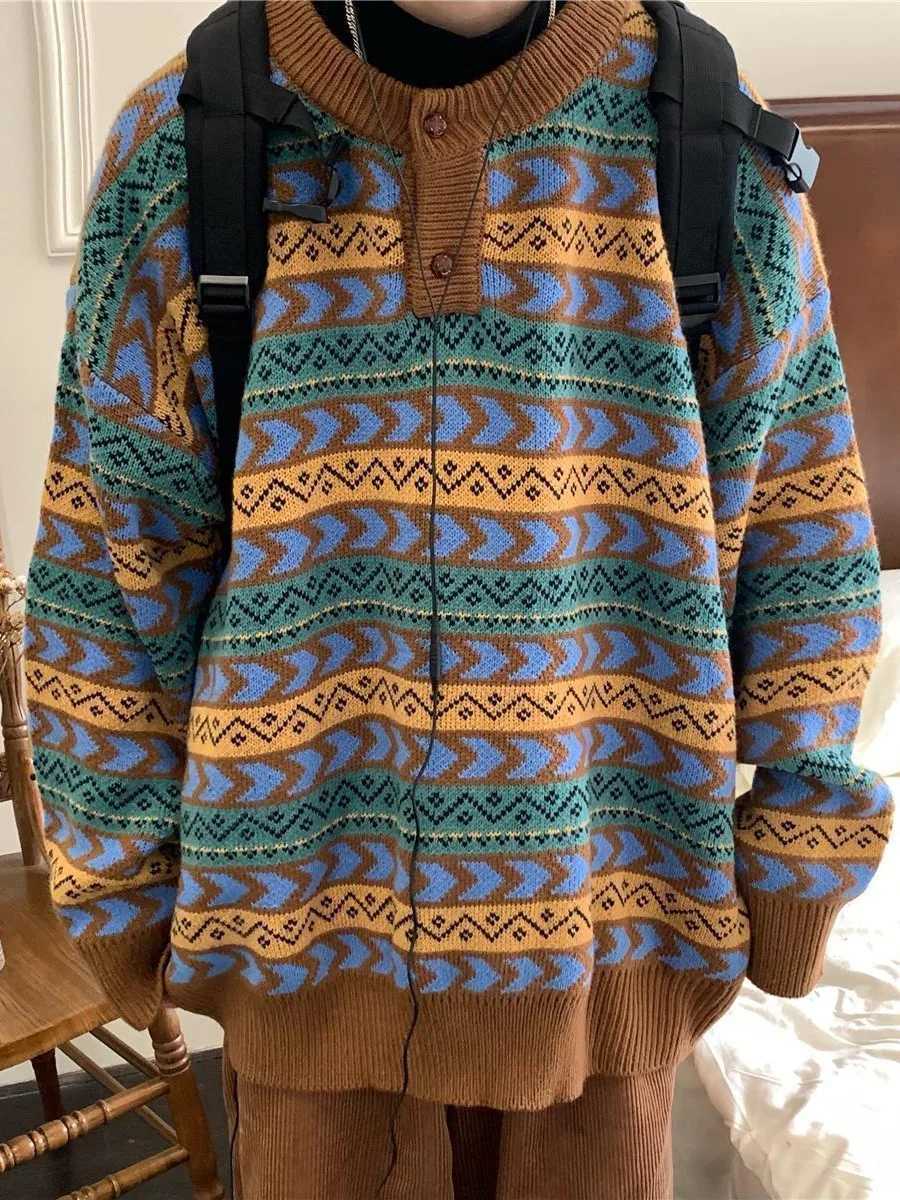 Vintage Ethnic Style Knitted Sweater Round Neck Sweater Loose Antique Thick Sweater For Men And Women Pullover Sweater S260917F6DO