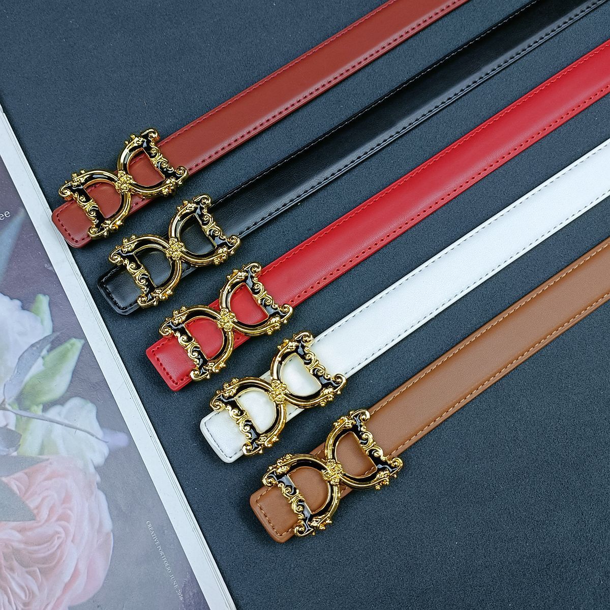 Women's Cowhide Casual Fashion TikTok Genuine Leather for Women Youth Versatile Korean Style Belt Cross-Border Internet Celebrity