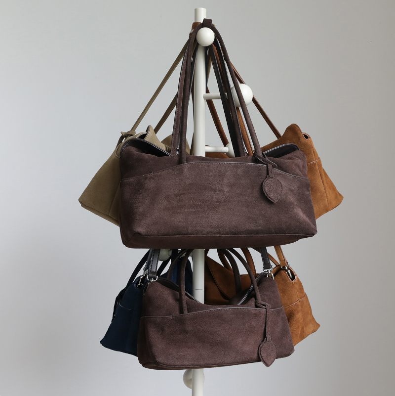 Vintage Suede Shoulder Women Luxury Designers Leather Fashion Rectangular Top-Handle Bags Autumn Winter Suotong0917