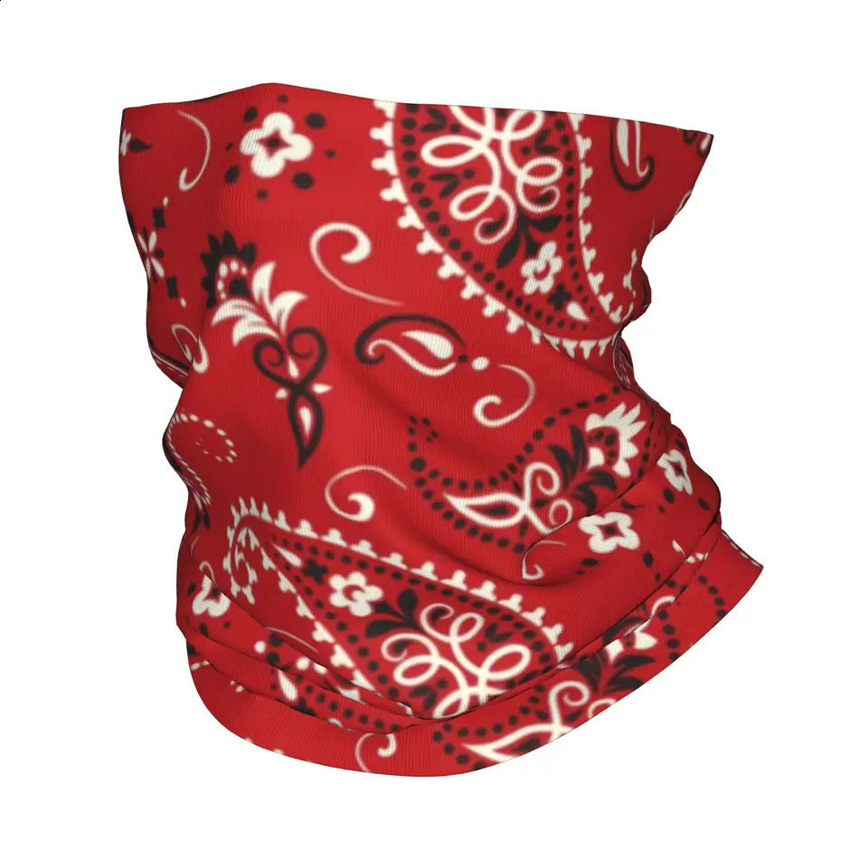 Custom Fashion Red Bandana Pattern Winter Headband Neck Warmer Women Men Ski Hunting Tube Scarf Face Gaiter 260916