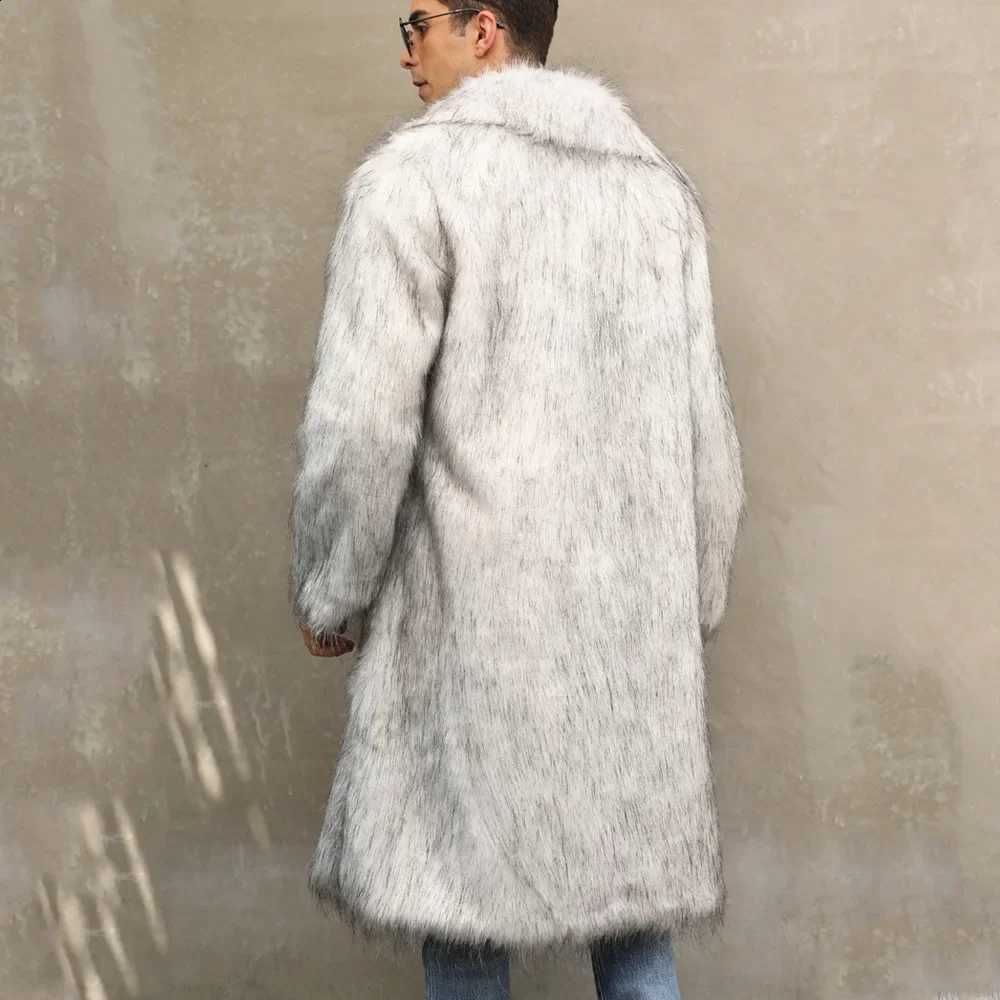 Faux Fur Jacket Coat Men Winter Fluffy Long Sleeve Warm Shaggy Outerwear Faux Fur Long Jacket Bontjas Jackets Mens W260915