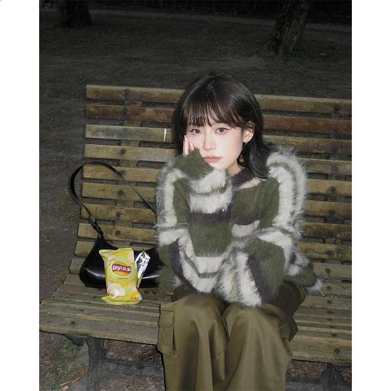 Sweater MEXZT Vintage Striped Women Harajuku Patchwork Knitted Pullovers Korean Long Sleeve Knitwears Winter Loose Jumpers New J260916