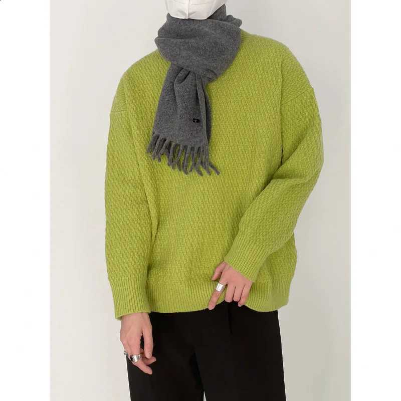 Neck Cleanfit round Polar Fleece Knitted Sweater Loose Fit Summer Casual Long Sleeve Thickened Knitwear for Teens And Youth J260916