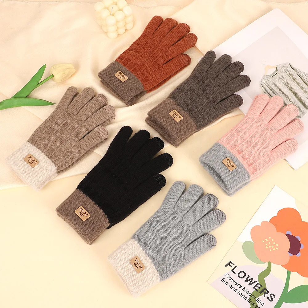 Korean Version Touch Screen Gloves Women Winter Plush Thick Warm Windproof Gloves For Cycling For Women260915