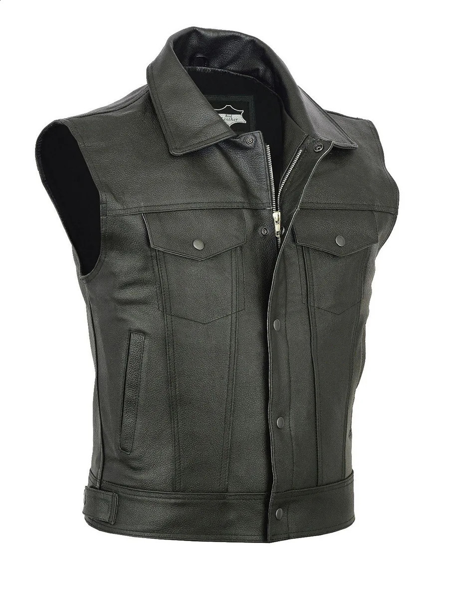 High quality solid color vest motorcycle leather jacket standing collar leather vest racing team punk camisole 260917