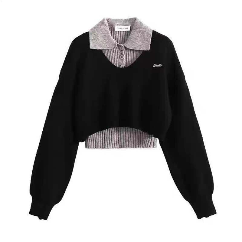 YIBASHU Winter Women Two Piece Sets Long Sleeve Crop Sweater Knitwear Preppy Sweater Pullovers Jumper College s Shoujo 90s 260917