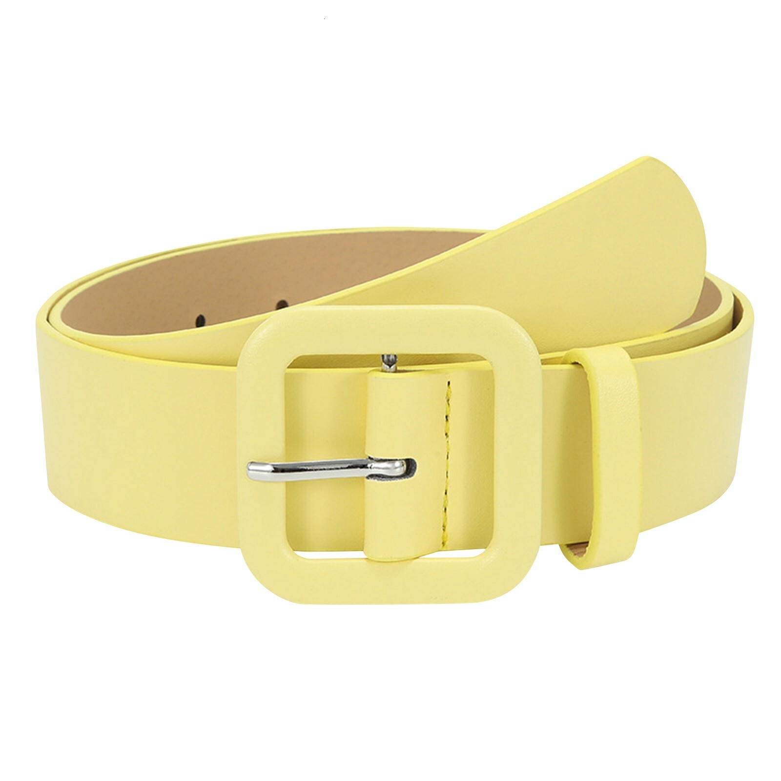 Ladies' Square Buckle Candy Colored Decorative Fashionable Casual Versatile PU Leather Wide Belt Daily Dress Up Accessories W260917