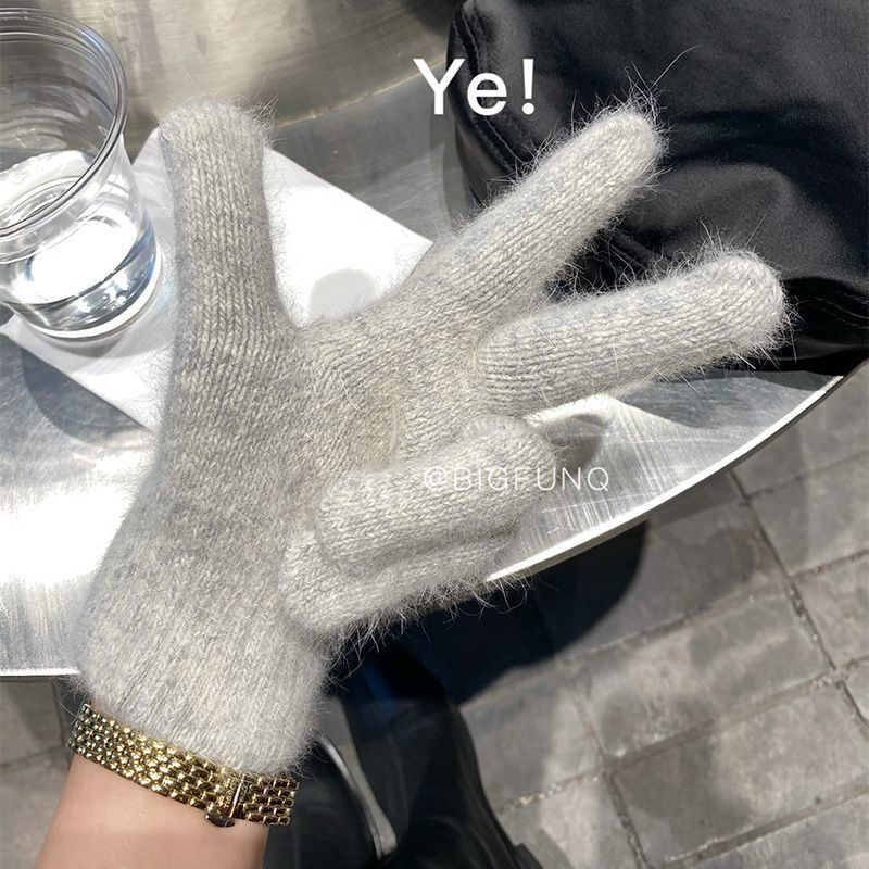 Korean Cute Gloves for Women Winter Warm Thickened New Windproof Coldproof Knitted Ins Style Couple Student