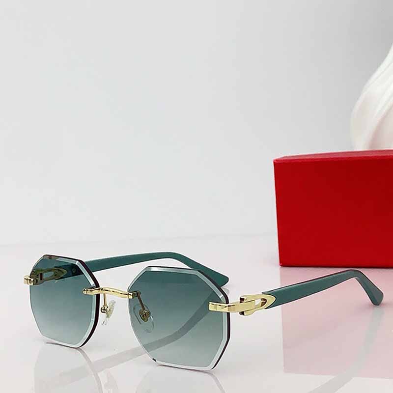 Sunglasses For Women Designer Rimless Geometric Polygonal Sun Glasses Men CT0439S Faceted Grey Photochromism Lens Dark Horn Temple UV400 Luxury Shad
