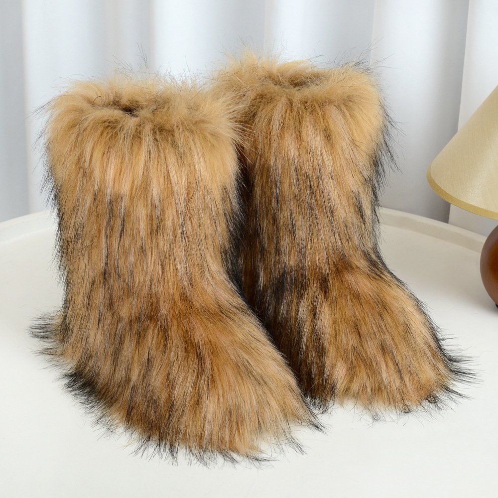Men Boots short Free Shipping Designer Multi Color Faux Fur Mid Calf Boots Fashion Luxurious Warm Comfortable Winter Footwear For Women Ankle