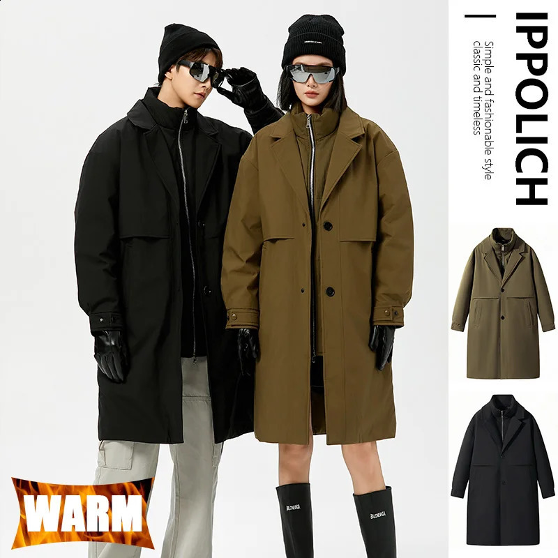 Winter Down Jacket Women Windbreaker Unisex Coat Warm TwoPiece TwoWay Zipper Casual Loose Fit Men 260916