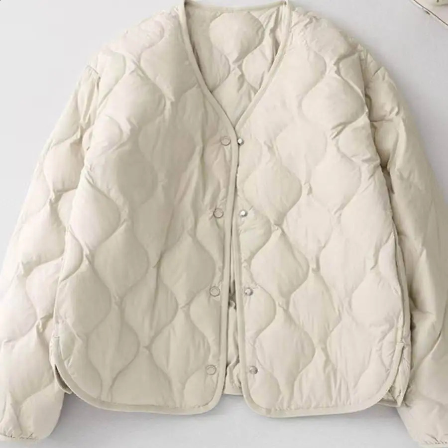 Womens Lightweight down Cotton Jacket Loose Fit Thick Warm No Collar Cotton Outerwear Fashionable And Stylish for Winter 260917