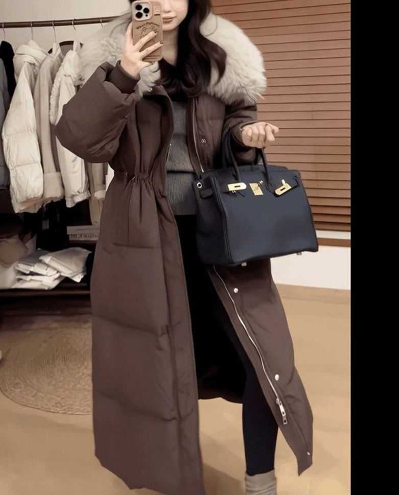 New Style Slimming Waist Winter Thick and Warm Long Fur-lined Down Jacket H260917
