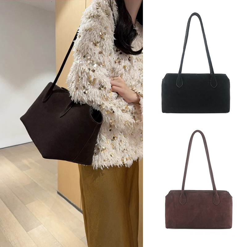 New Large-Capacity Tote Bag Commuting, Simple Versatile Underarm Bag, Suede Handbag For Business And Daily Use Suotong0917