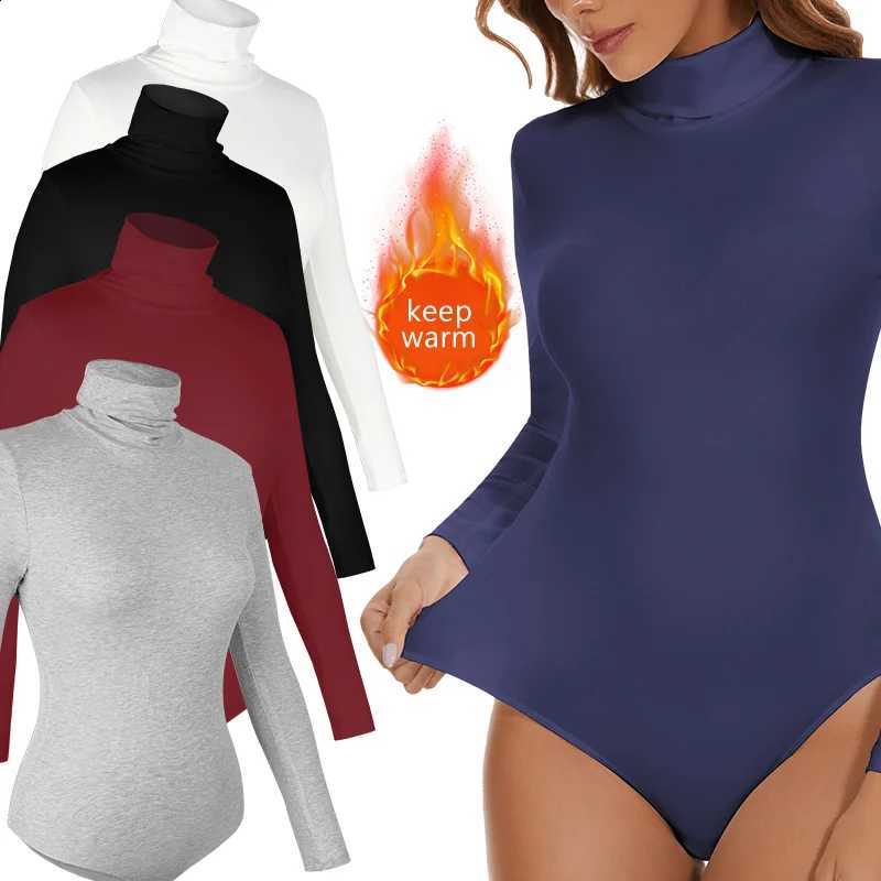 Winter Women's High Neck Shapewear Long Sleeved Bodysuit Tummy Control Body Shaper streetwear Autumn Female Warm Underwear H260916