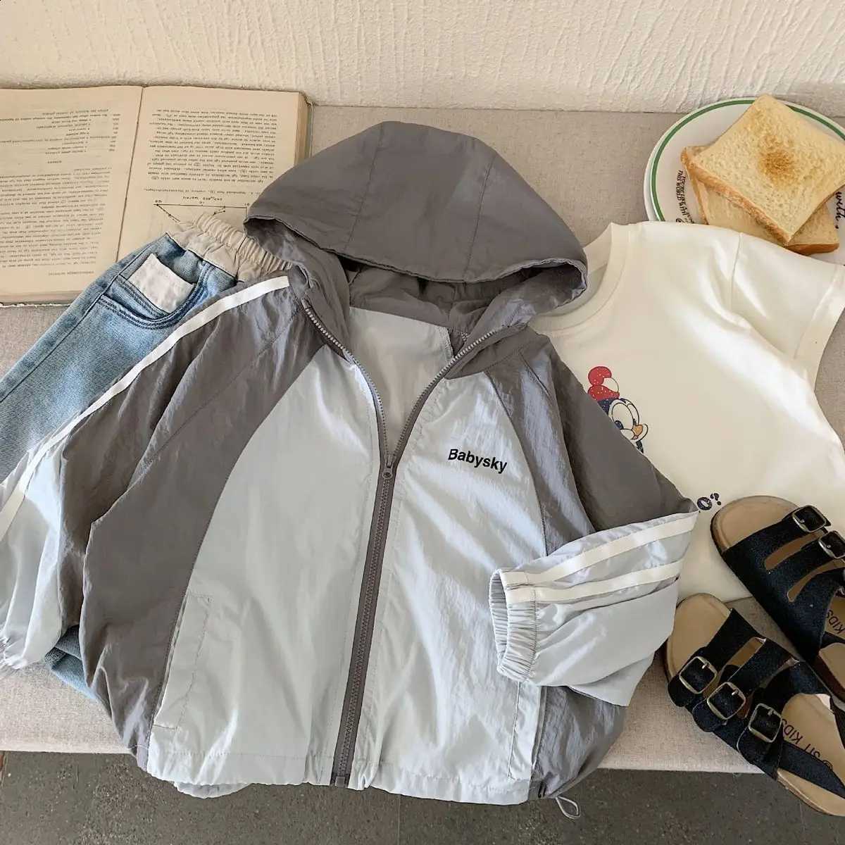 Summer Clothes 2026 New Boys 1-10 Y Handsome Children's Hooded Coat Long Sleeve Infant Boys Sunscreen Jacket Kids Zipper TopsT260916