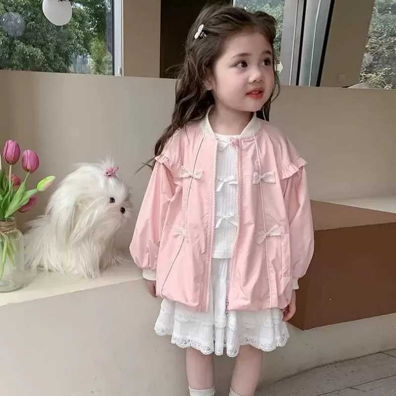 Clothes Korean Children's Baby Girls Baseball Jackets Children Sports Outerwear Coat Spring Autumn Sweet Fashion Bow Top 2-5 YT260916