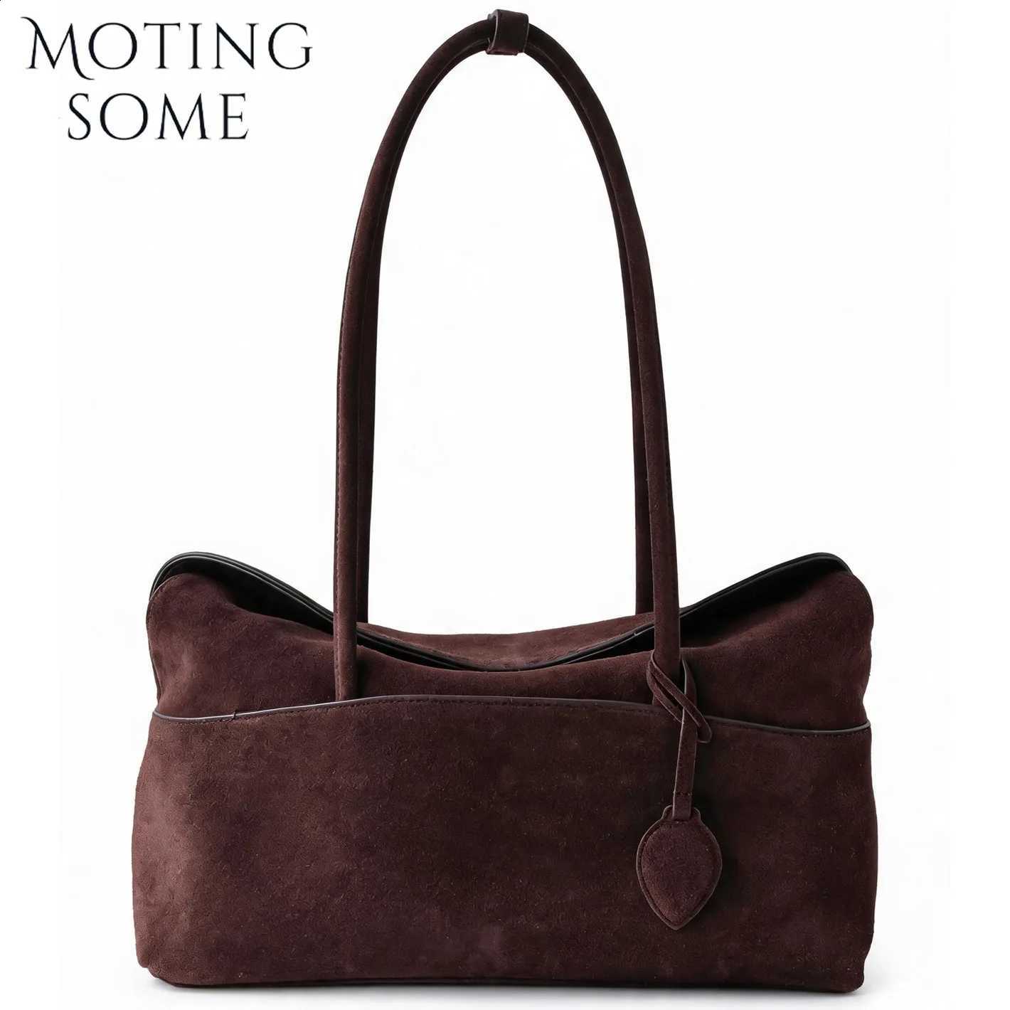 Suede Leather Handbag MOTINGSOME Underarm Shoulder Winter Bags Soft Frosted Cowhide Sausage Bag Satchel 2026 New In H260905