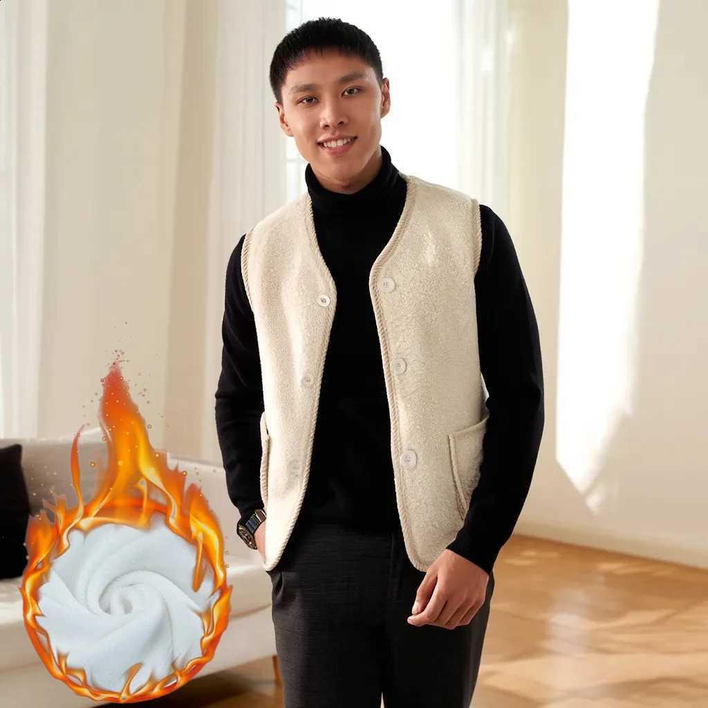Thickened Lamb Wool Fleece Vest for Elderly Women Plus Size Insulated Waistcoat for Autumn and Winter Warmth and Comfort H260916