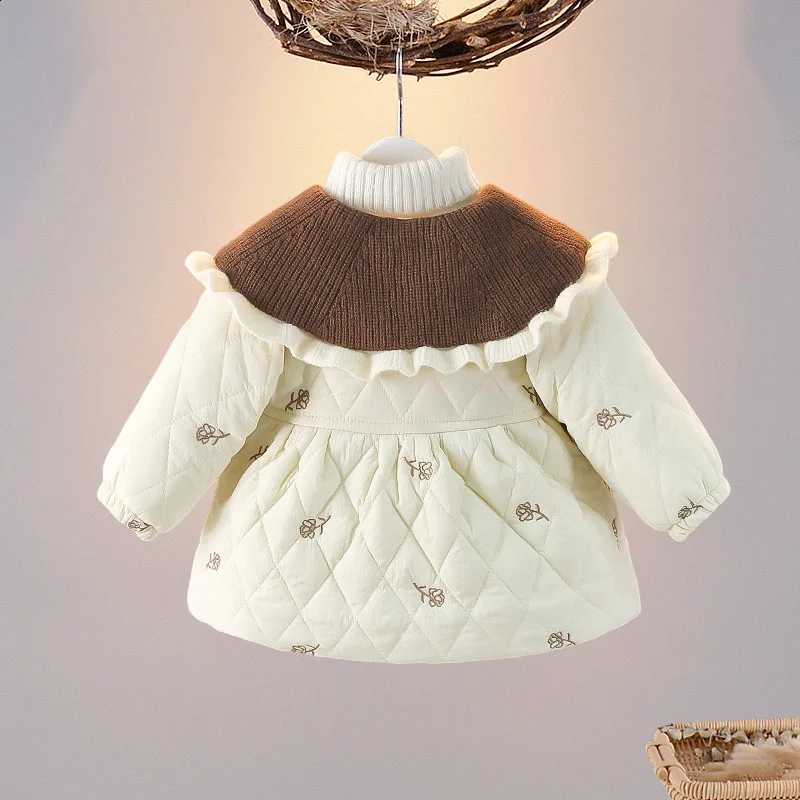 Warm Winter Children Girl Coat Thick Fleece Infant Girl Clothes Doll Collar Kid Jacket Flower Bag Elegant Toddler Outwear A1355 J260917
